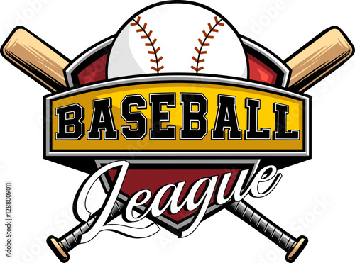 Baseball League Graphic Logo Design - Hand Drawn Illustration Isolated On Transparent Background