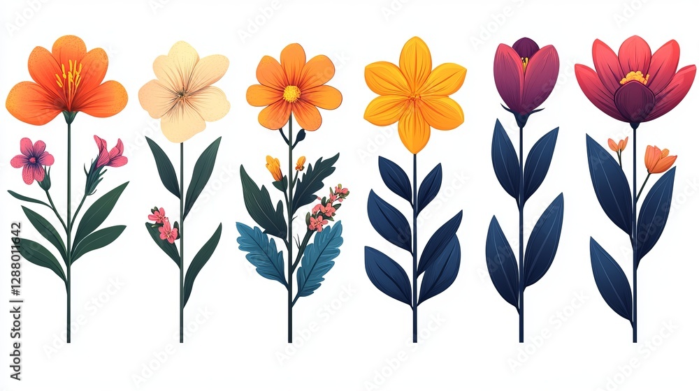 Vibrant Flat Vector Flower Design for Creative Projects Vibrant Flat Vector Flower Design for Creative Projects