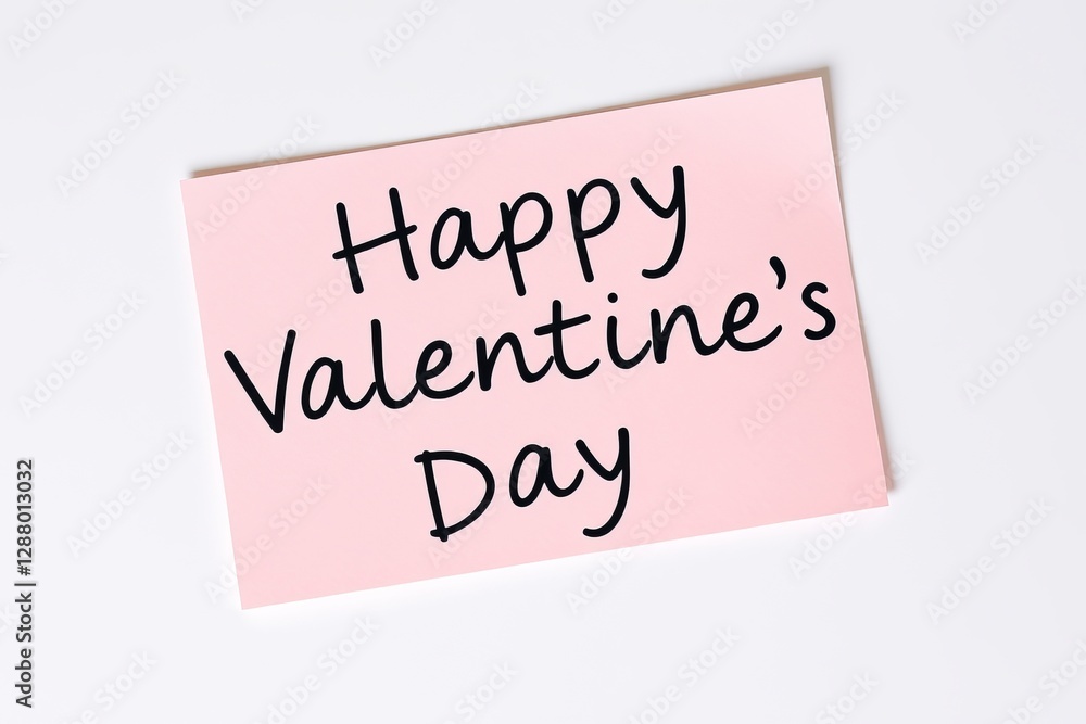 Text Happy Valentines day on pink note Text Happy Valentines day on pink note
