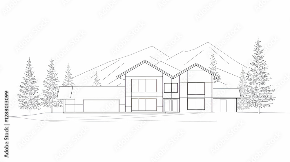Modern House Architectural Sketch Modern House Architectural Sketch