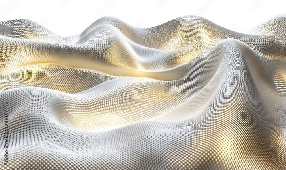 Naklejka premium Golden light under white textured waves on white background, abstract design