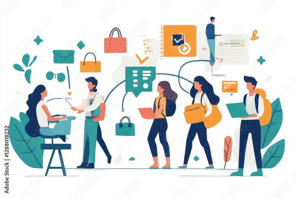 A dynamic vector illustration showing a roadmap of an internship, from application to full-time job placement. A dynamic vector illustration showing a roadmap of an internship, from application to full-time job placement.