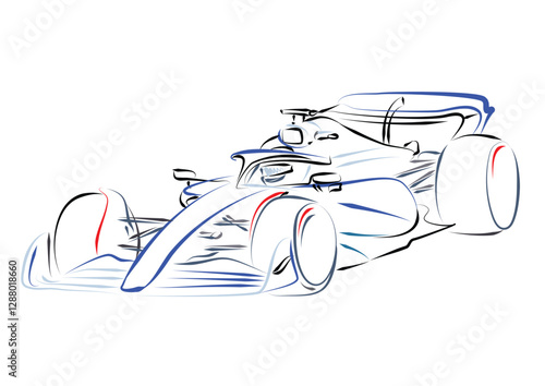 Formula race car linear illustration. Sports car collection for design of fliers, brochures and banners.