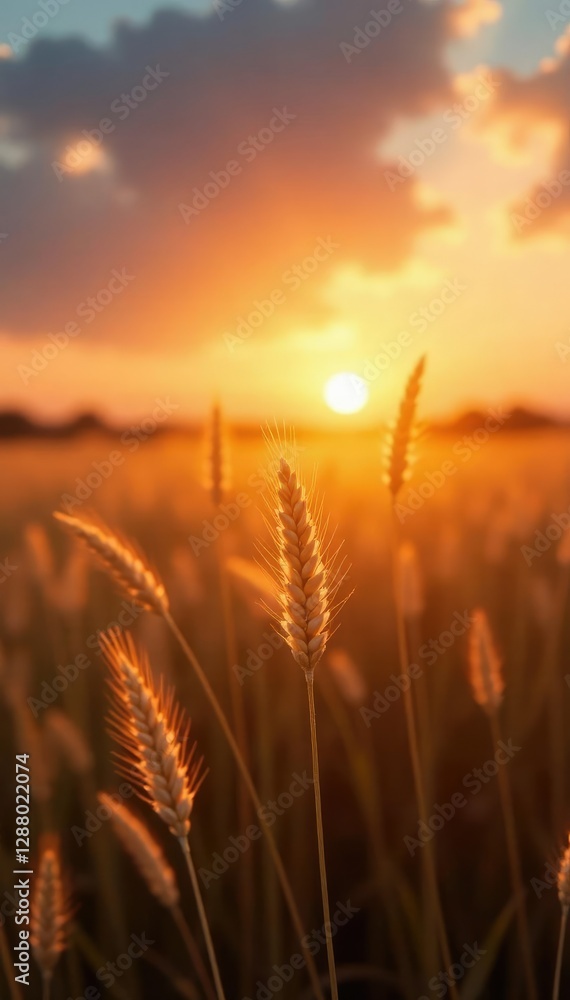 Gentle rustling of wheat in a serene sunset breeze, soft colors, sunset, nature Gentle rustling of wheat in a serene sunset breeze, soft colors, sunset, nature