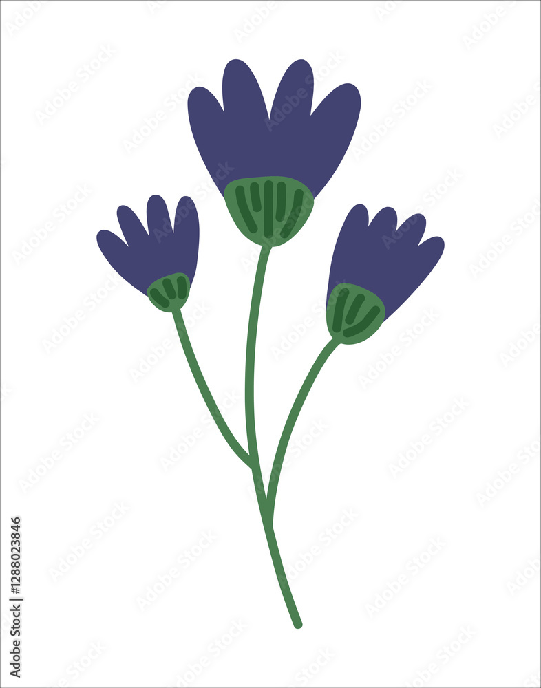 Trendy spring flower doodle style. Flat simple childish purple daisy for card, print, banner, poster, template. Cartoon illustration for children. Hand drawn illustration isolated on white background. Trendy spring flower doodle style. Flat simple childish purple daisy for card, print, banner, poster, template. Cartoon illustration for children. Hand drawn illustration isolated on white background.