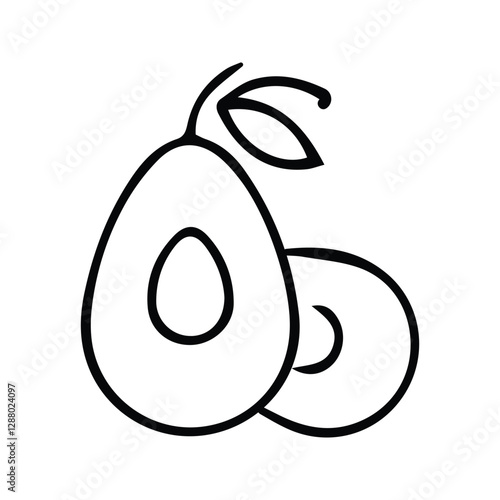 Avocado Fruit Icon. Illustration of Plantation Plants. Diet Program.