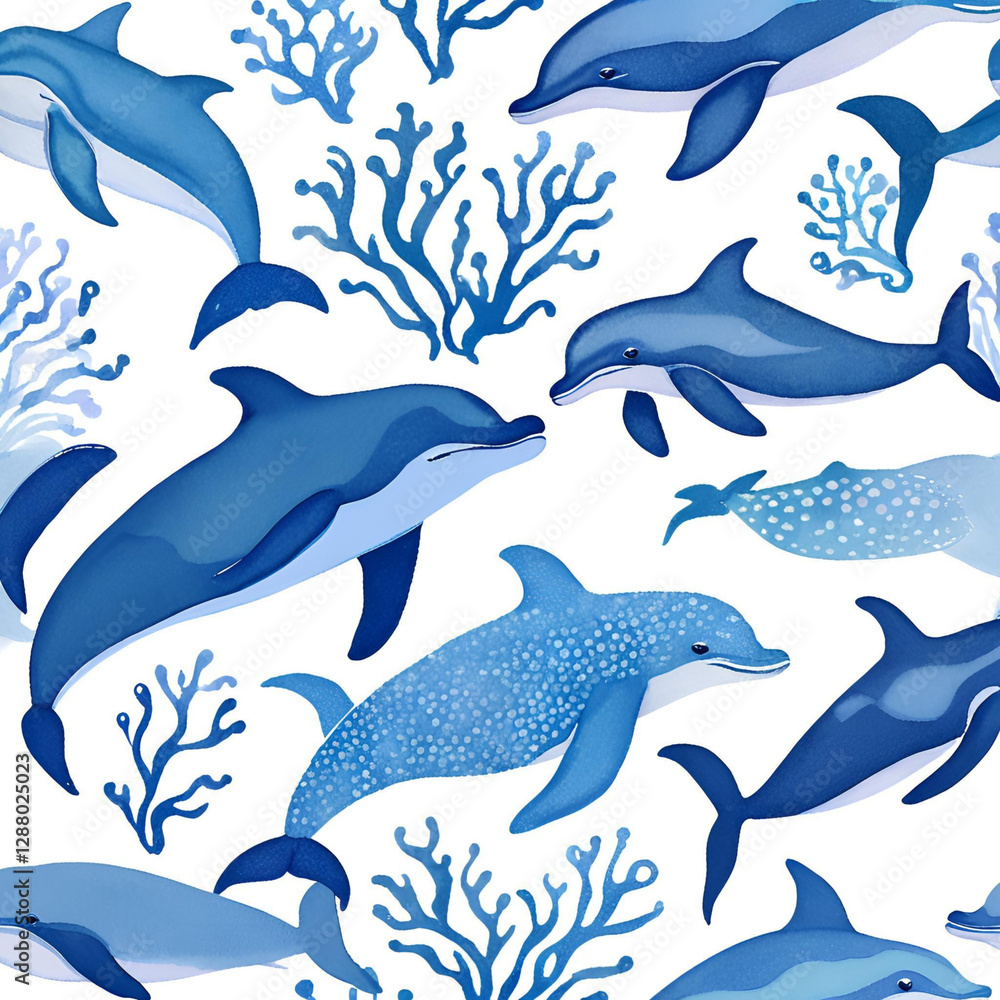 Fototapeta premium seamless pattern with dolphins