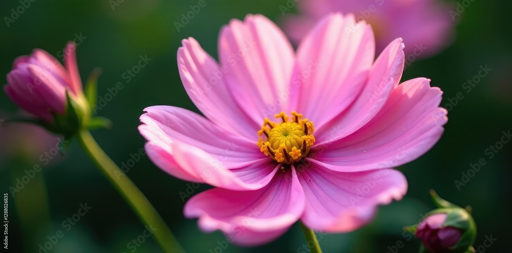 Obraz premium Soft pink cosmos petals unfolding to reveal intricate details inside, petals, flower