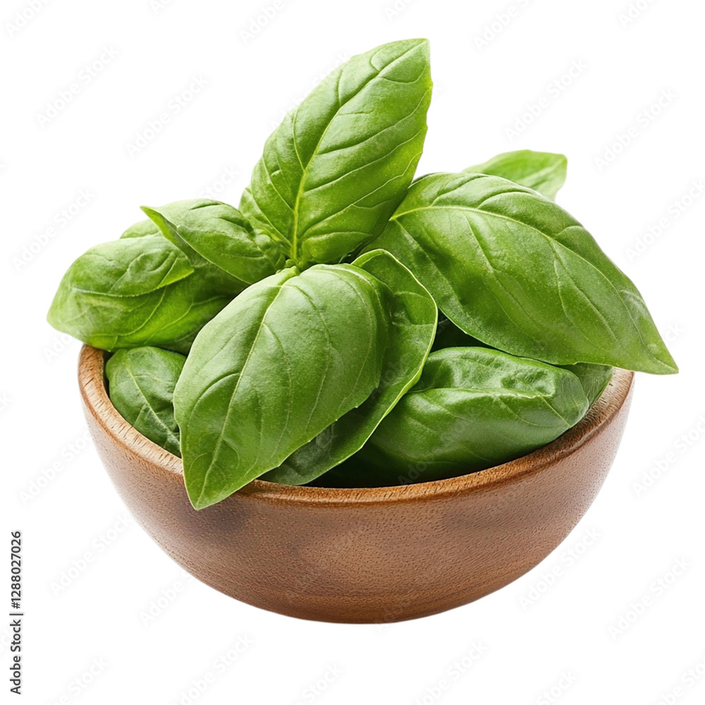 Fresh Basil Leaves in Bowl Fresh Basil Leaves in Bowl