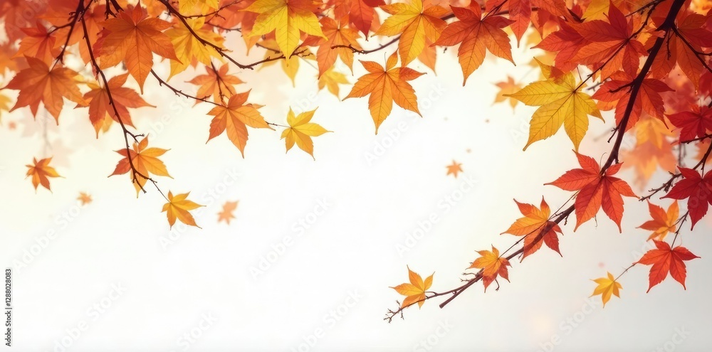 Vines of amber fall slowly on white background, soft focus, fall foliage Vines of amber fall slowly on white background, soft focus, fall foliage