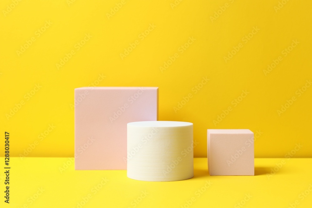Podiums on a yellow background Podiums on a yellow background