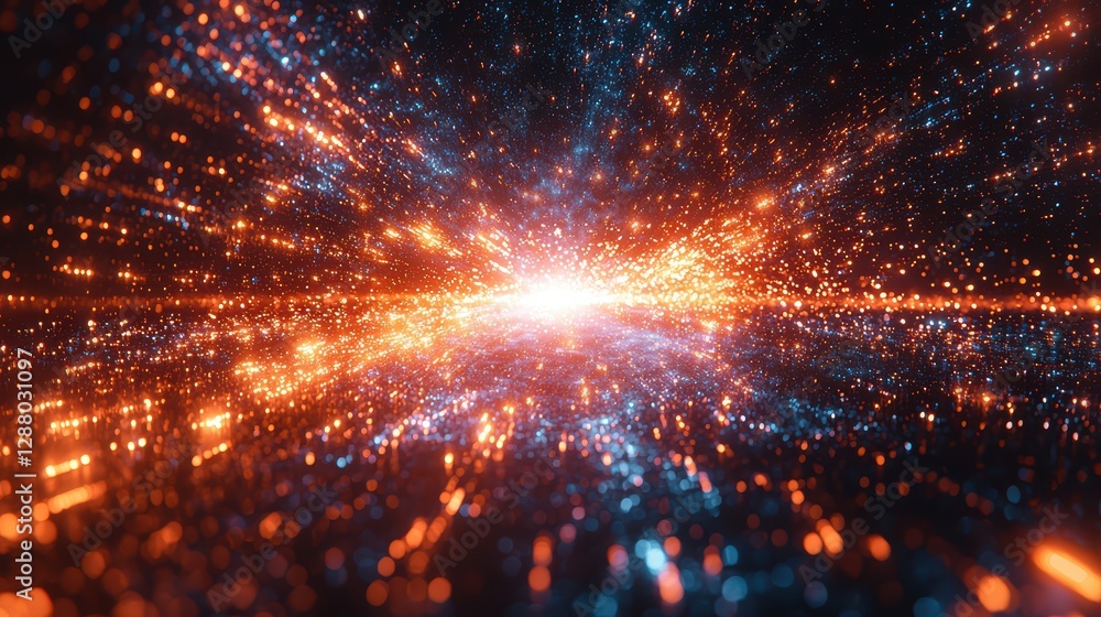Obraz premium Bright cosmic explosion with vibrant light particles and energy bursts in space
