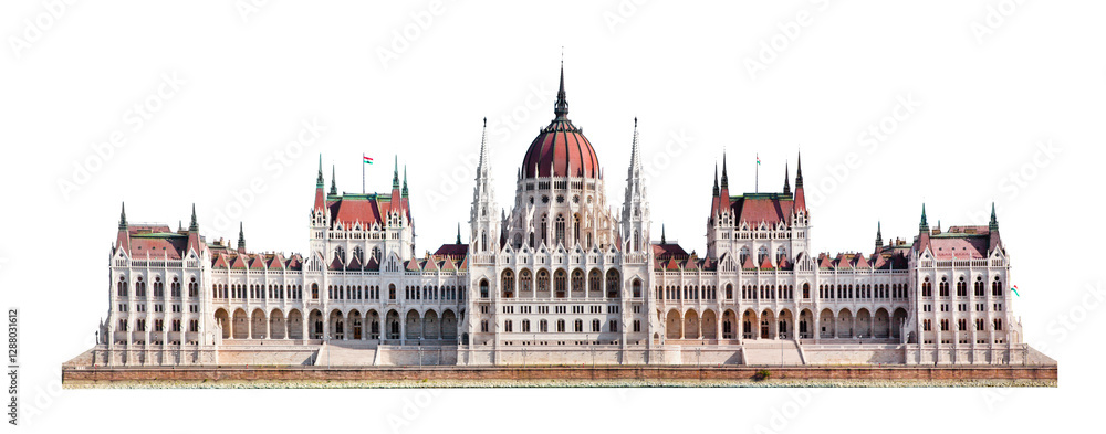 Obraz premium Hungarian parliament in Budapest, Hungary. Isolated on transparent white png