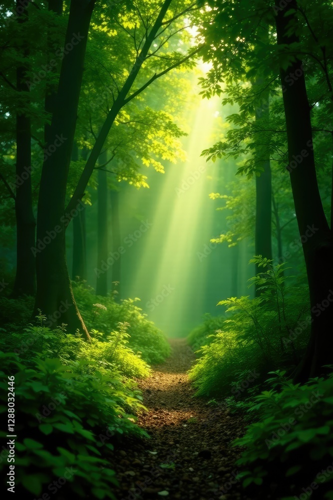 Obraz premium Dense foliage obscures sunlight filtering through, nature, earthy