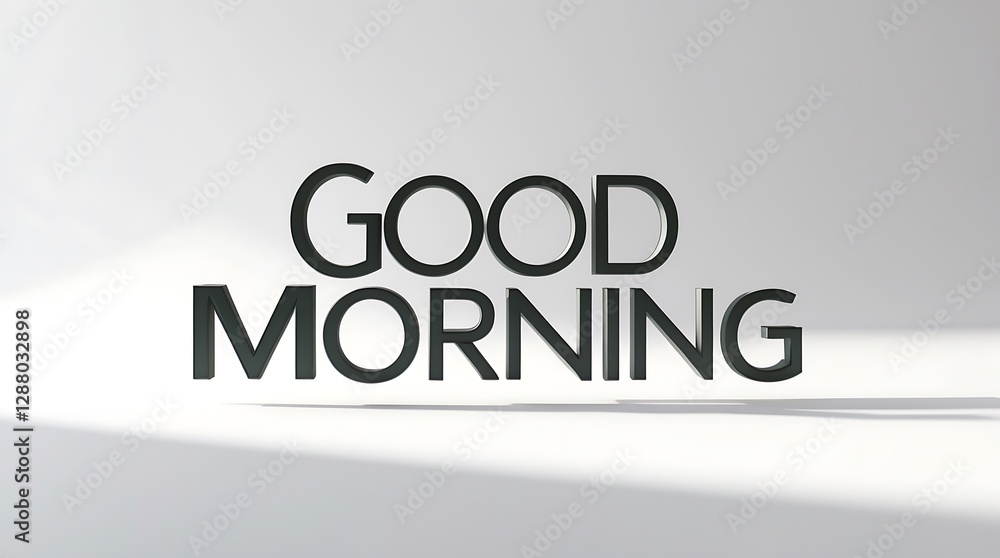 Good morning greeting displayed in modern typography with gentle shadows and soft lighting Good morning greeting displayed in modern typography with gentle shadows and soft lighting