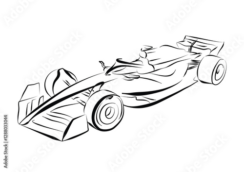 Formula race car linear illustration. Sports car collection for design of fliers, brochures and banners.