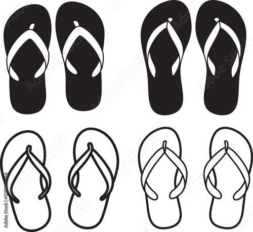 Set of flip flops icons. Vector illustration