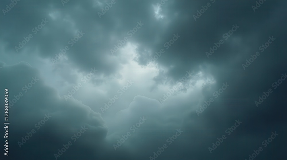 Fototapeta premium Dense gray clouds from above, pre-rain, ultra-detailed moody sky, wide and dramatic, perfect for weather or nature themes