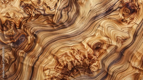 Natural wooden surface of olive wood on top. photo