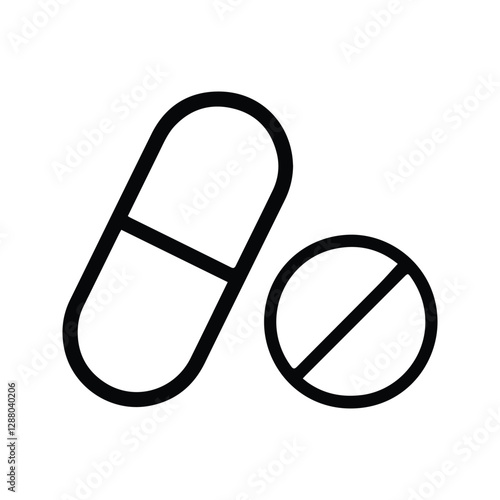 Pills And Capsule Tablets Icon. Prescription Drugs Illustration. Pharmaceutical Pills. Drugs And Pharmaceutical Products Isolated On White Background.