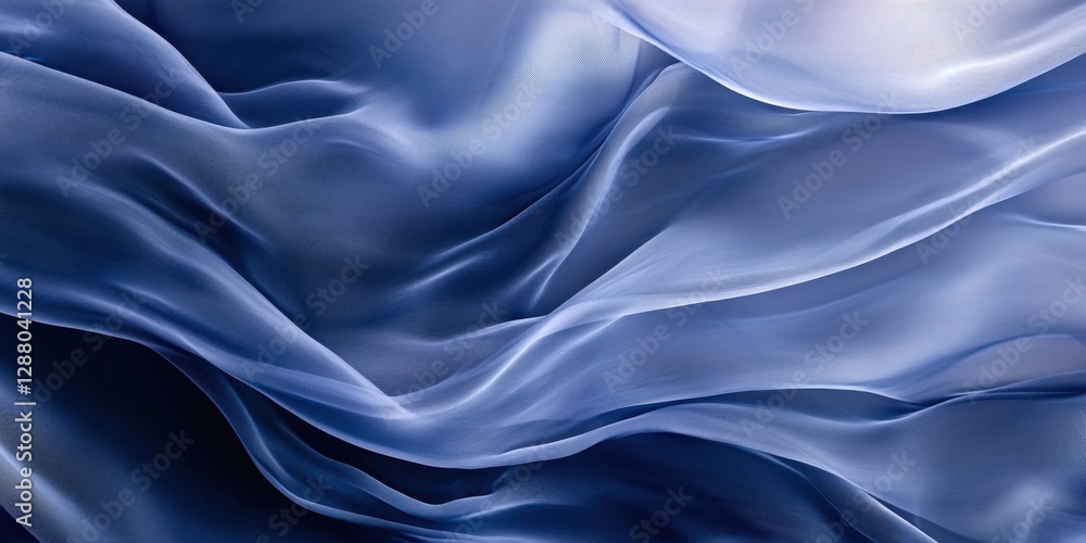 Obraz premium Abstract blue silk fabric waves create fluid dynamic movement