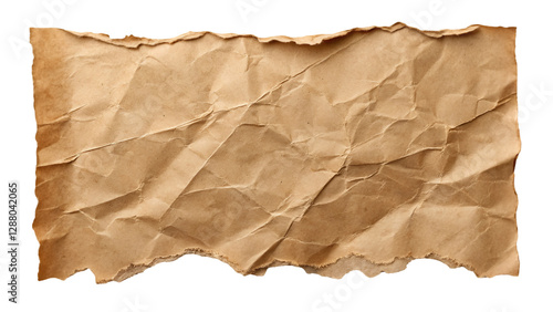 piece of brown paper Brown paper torn or ripped pieces cardboard isolated transparent background 