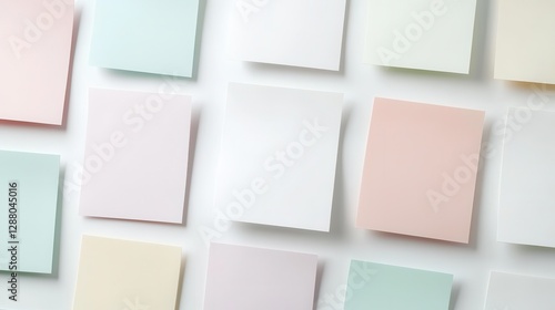 Wallpaper Mural Colorful pastel paper sheets arranged on a white surface, creating an elegant and minimal artistic layout. Torontodigital.ca