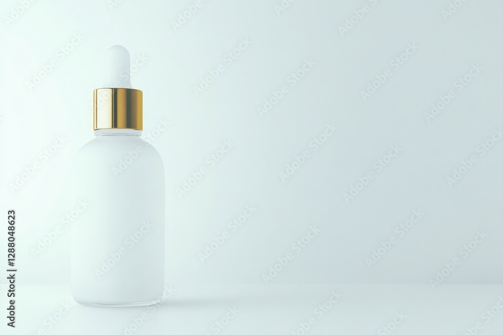 Minimalistic design of frosted glass bottle with elegant gold ca Minimalistic design of frosted glass bottle with elegant gold ca