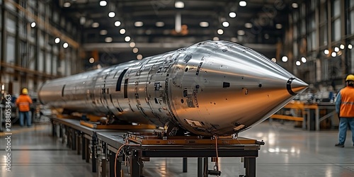 Wallpaper Mural Massive Missile Component Undergoing Manufacturing Process in Industrial Facility Torontodigital.ca