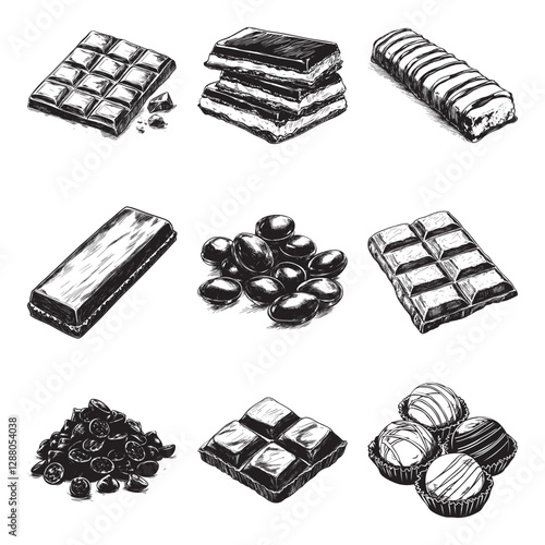 set of chocolate candies isolated on white background - candies  vector illustration - chocolate candies isolated on white background