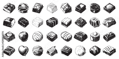 set of chocolate candies isolated on white background - candies  vector illustration - chocolate candies isolated on white background