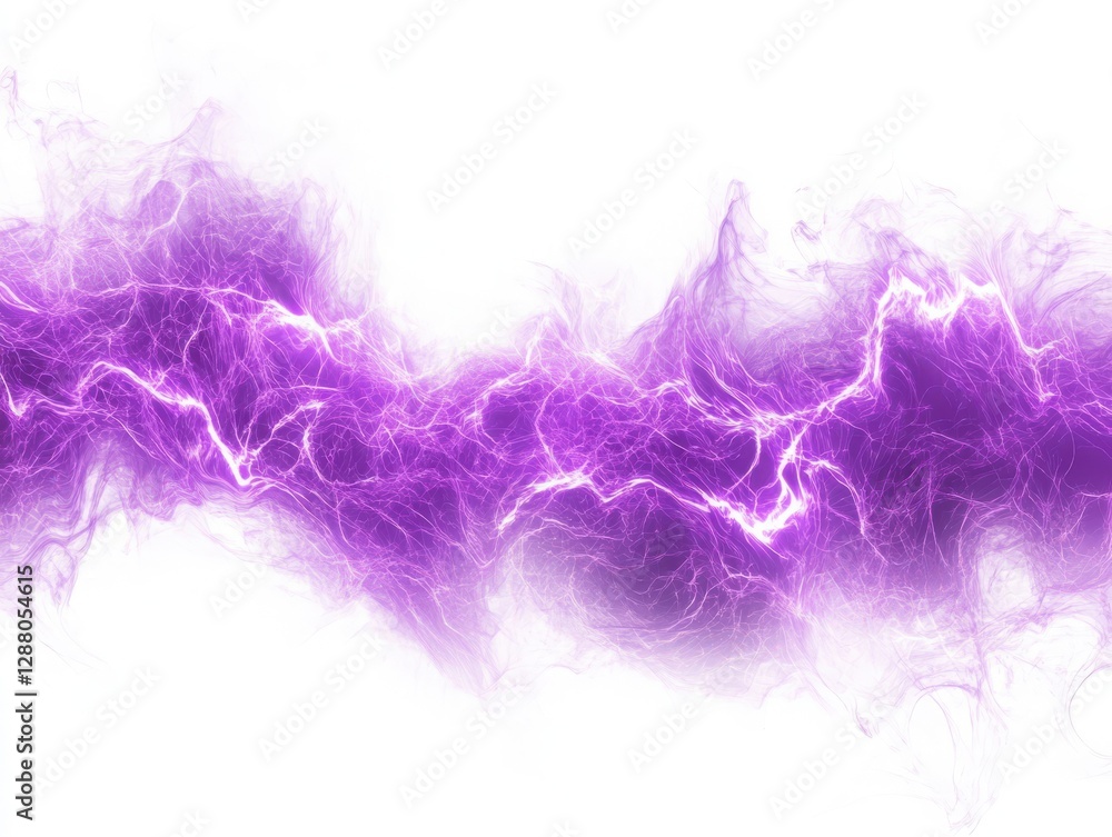 Obraz premium Horizontal of Purple electric glow sparkle energy isolate on white background