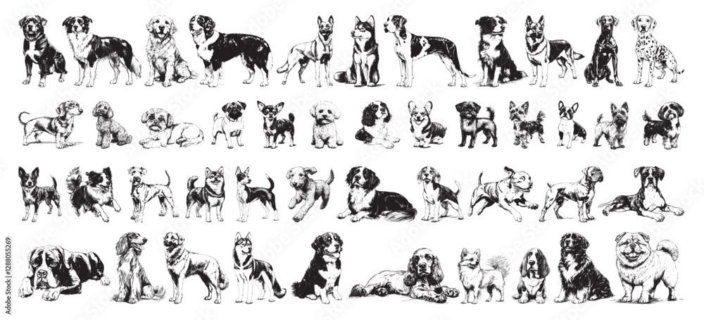 Fototapeta premium large set of dogs - collection of different dog breeds