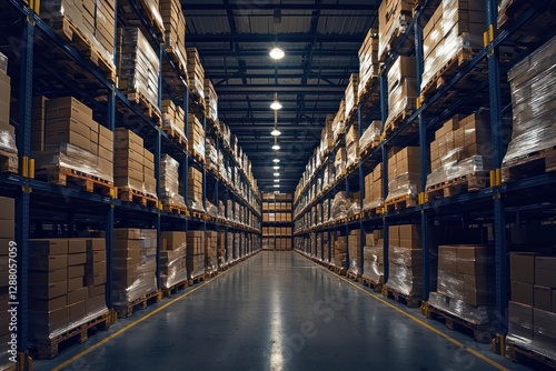 Wallpaper Mural Warehouse Interior with Full Shelves of Boxes Torontodigital.ca