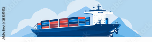 Illustration of a cargo ship.