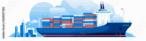 Illustration of a cargo ship.