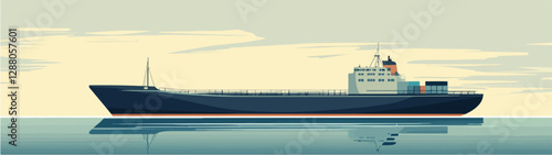Illustration of a cargo ship.