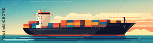 Illustration of a cargo ship.