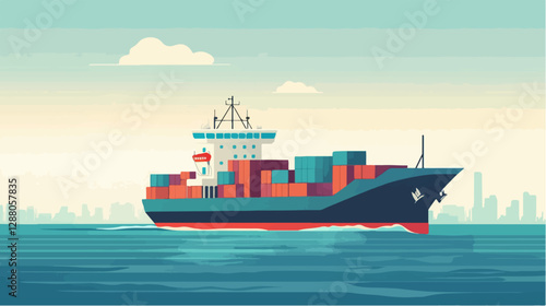 Illustration of a cargo ship.