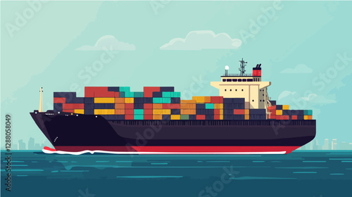 Illustration of a cargo ship.