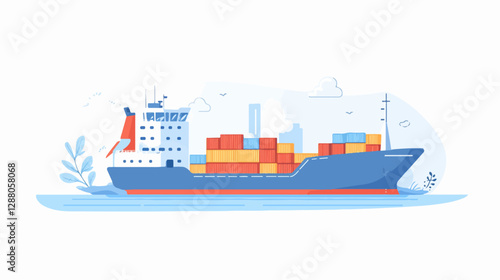 Illustration of a cargo ship.