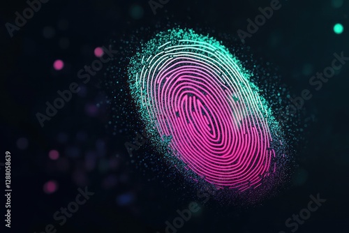 Wallpaper Mural Digital fingerprint in pink and cyan, slightly blurred against deep black. Torontodigital.ca