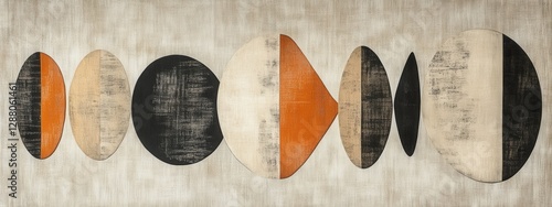 Abstract Geometric Shapes in Warm Earthy Tones on a Textured Background for Modern Art Lovers