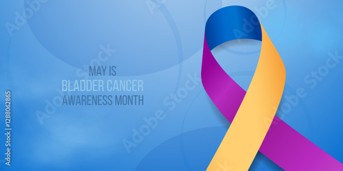 Bladder cancer awareness month concept. Banner template with ribbon. Vector illustration.