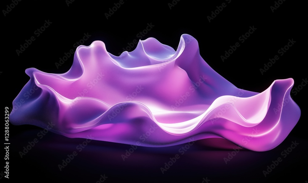 Abstract purple and pink fluid shape with smooth curves and glowing highlights Abstract purple and pink fluid shape with smooth curves and glowing highlights