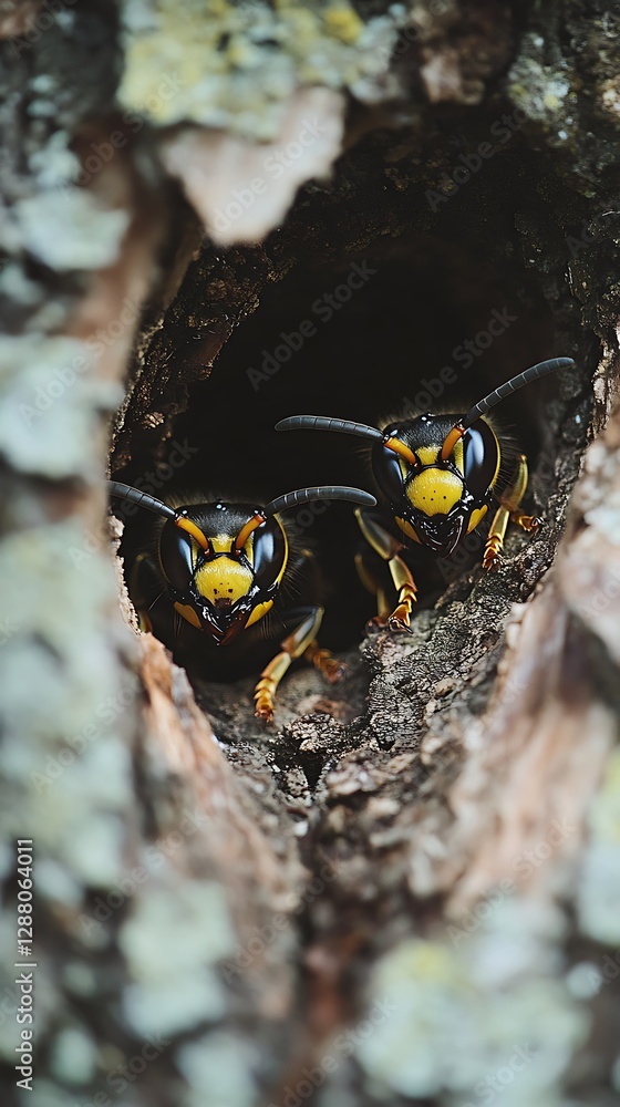 Wasps in Tree Hole Wasps in Tree Hole