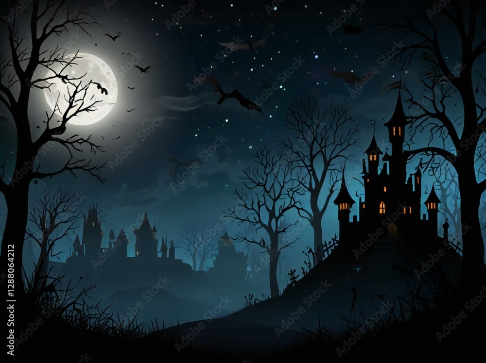 Fototapeta premium spooky halloween background with bats