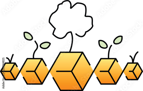 Bitcoin value gain icon. Cryptocurrency growth vector illustration. Digital finance investment symbol. Wealth profit savings sign. Blockchain economy value design.