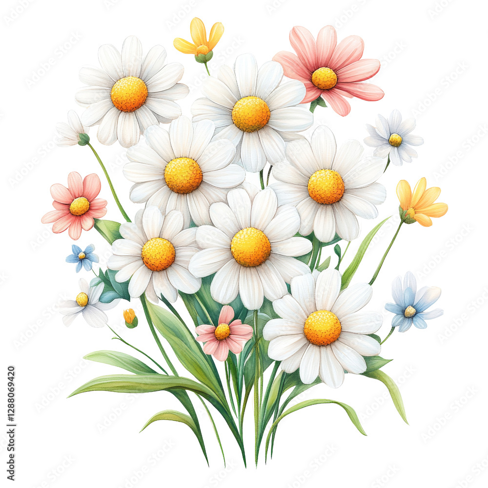 Fototapeta premium Colorful Spring Flowers Clipart, Botanical Graphics, Floral graphics for digital design