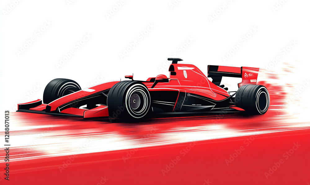Vector Illustration of Formula 1 Racing Car with Accurate Engine, Tire, and Aerodynamic Components in Brilliant Color Scheme Vector Illustration of Formula 1 Racing Car with Accurate Engine, Tire, and Aerodynamic Components in Brilliant Color Scheme